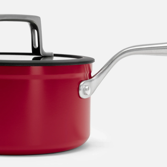 Nyeles lábas Meda 4.0, ø 16 cm (1,3 l) - Tapadásmentes nyeles lábas kerámia bevonattal fedővel, bordó