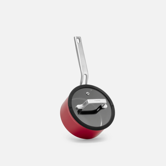 Nyeles lábas Meda 4.0, ø 16 cm (1,3 l) - Tapadásmentes nyeles lábas kerámia bevonattal fedővel, bordó