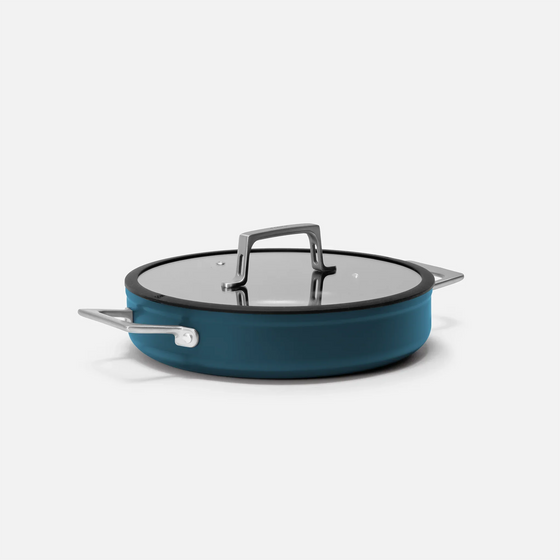 Tegame serpenyő Meda 4.0, ø 28 cm - Tapadásmentes serpenyő kerámia bevonattal fedővel, kék