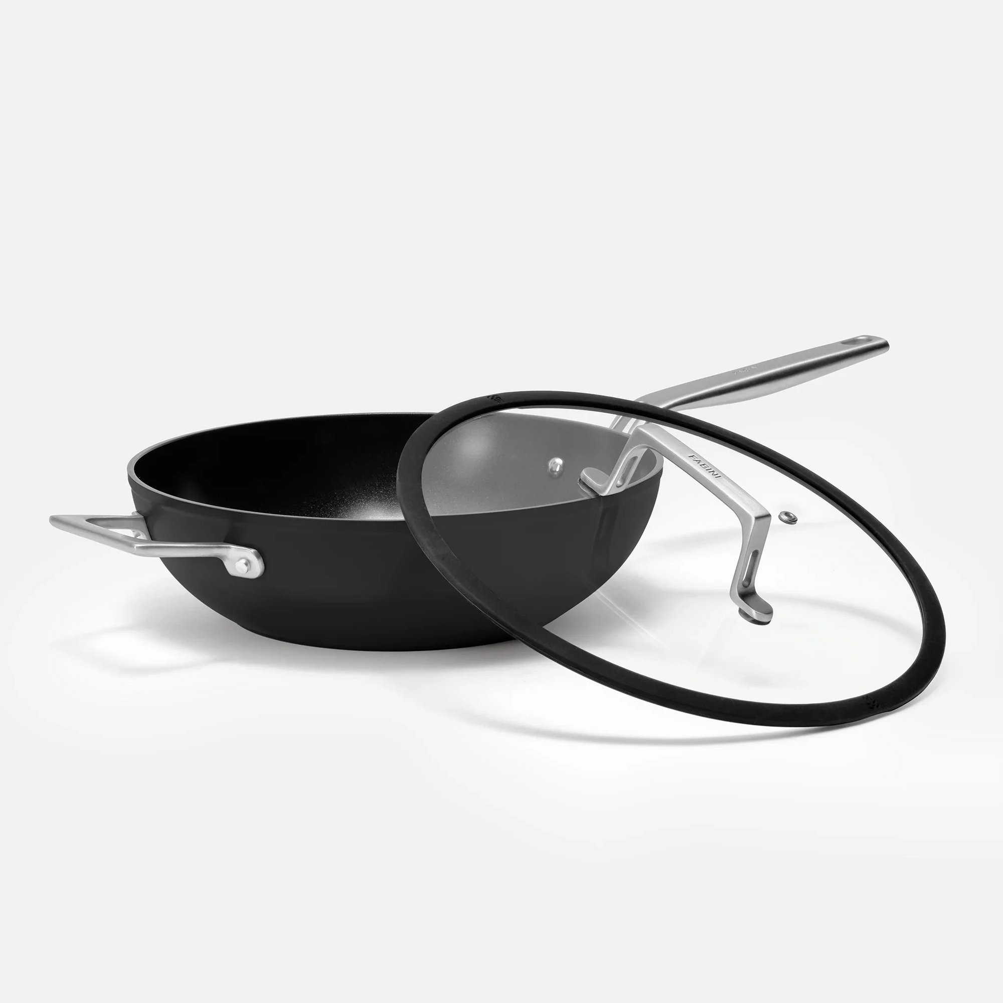 Wok serpenyő Meda 4.0, ø 28 cm - Tapadásmentes serpenyő kerámia bevonattal fedővel, fekete