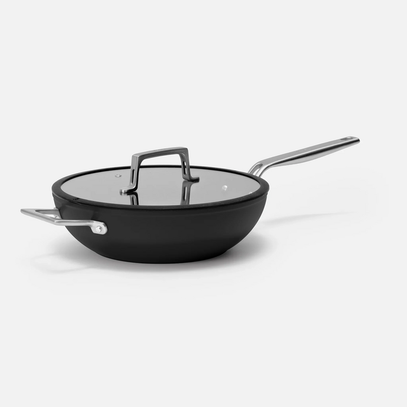 Wok serpenyő Meda 4.0, ø 28 cm - Tapadásmentes serpenyő kerámia bevonattal fedővel, fekete