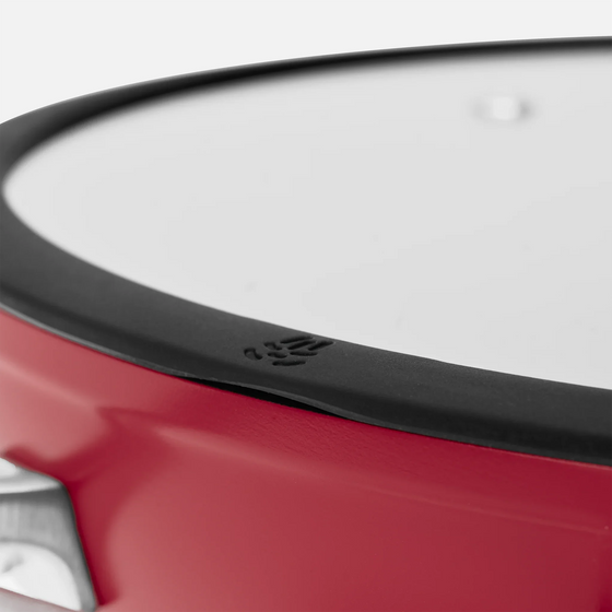 Wok serpenyő Meda 4.0, ø 28 cm - Tapadásmentes serpenyő kerámia bevonattal fedővel, bordó