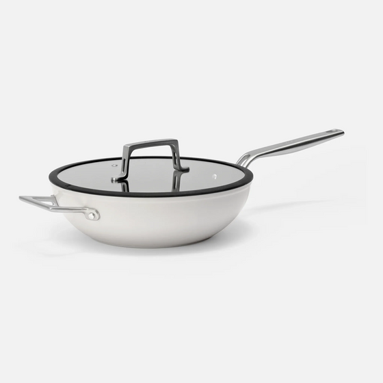 Wok serpenyő Meda 4.0, ø 28 cm - Tapadásmentes serpenyő kerámia bevonattal fedővel, szürke