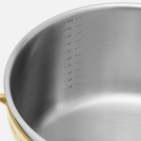 Fazék FABINI & Forejt, ø 24 cm (5,5 l) - Szegecs nélküli, többrétegű rozsdamentes acél fazék, fedővel