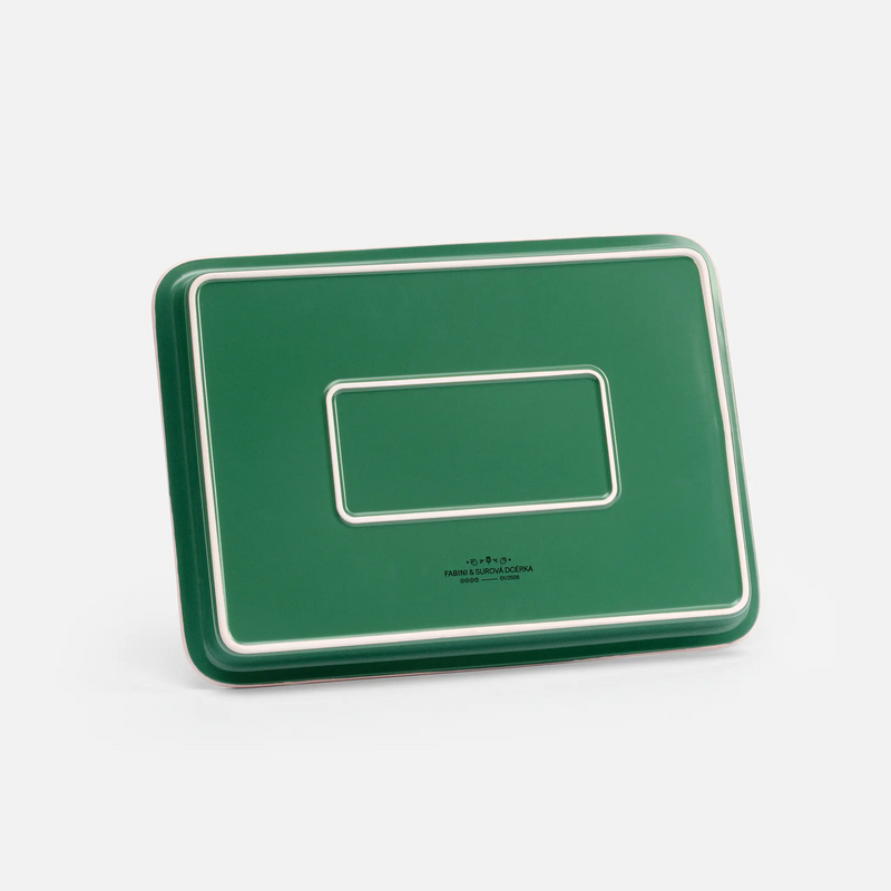 Szögletes pite forma, 38 × 27 cm - Kerámia sütőforma, zöld