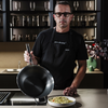 Rozsdamentes wok serpenyő hibrid felülettel, fedővel Ø 30 cm