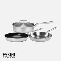 Serpenyő készlet FABINI & Pohlreich, ø 24 cm + ø 26 cm, 4 db - Szegecs nélküli serpenyő készlet ötrétegű rozsdamentes acélból