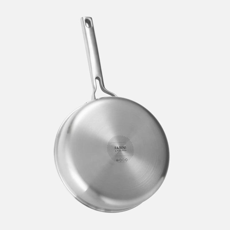 Mély serpenyő FABINI & Pohlreich, ø 24 cm (2,5 l) - Szegecs nélküli mély serpenyő ötrétegű rozsdamentes acélból, fedővel