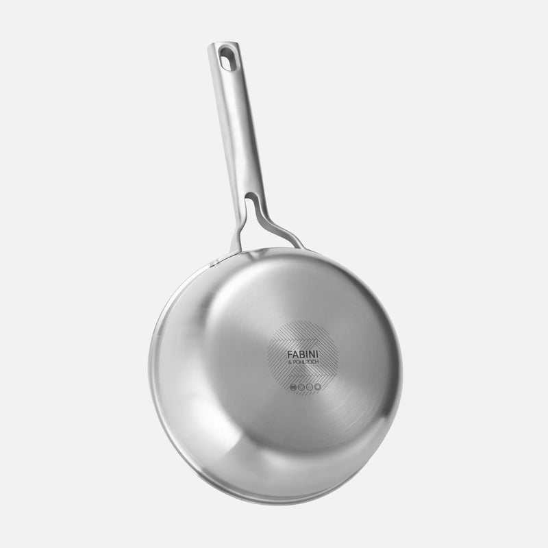 Nyeles lábas FABINI & Pohlreich, ø 20 cm (1,5 l) - Szegecs nélküli, kúp alakú nyeles lábas ötrétegű rozsdamentes acélból, fedővel