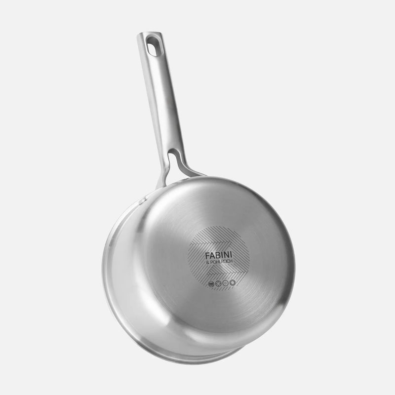 Nyeles lábas FABINI & Pohlreich, ø 16 cm (1,2 l) - Szegecs nélküli nyeles lábas ötrétegű rozsdamentes acélból, fedővel