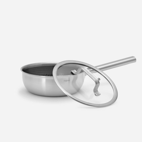 Nyeles lábas Hibrid, ø 20 cm (1,5 l) - Szegecs nélküli, többrétegű rozsdamentes acél nyeles lábas hibrid kerámia felülettel, fedővel