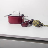 Fazék Meda 4.0, ø 24 cm (5,5 l) - Tapadásmentes fazék kerámia bevonattal fedővel, bordó