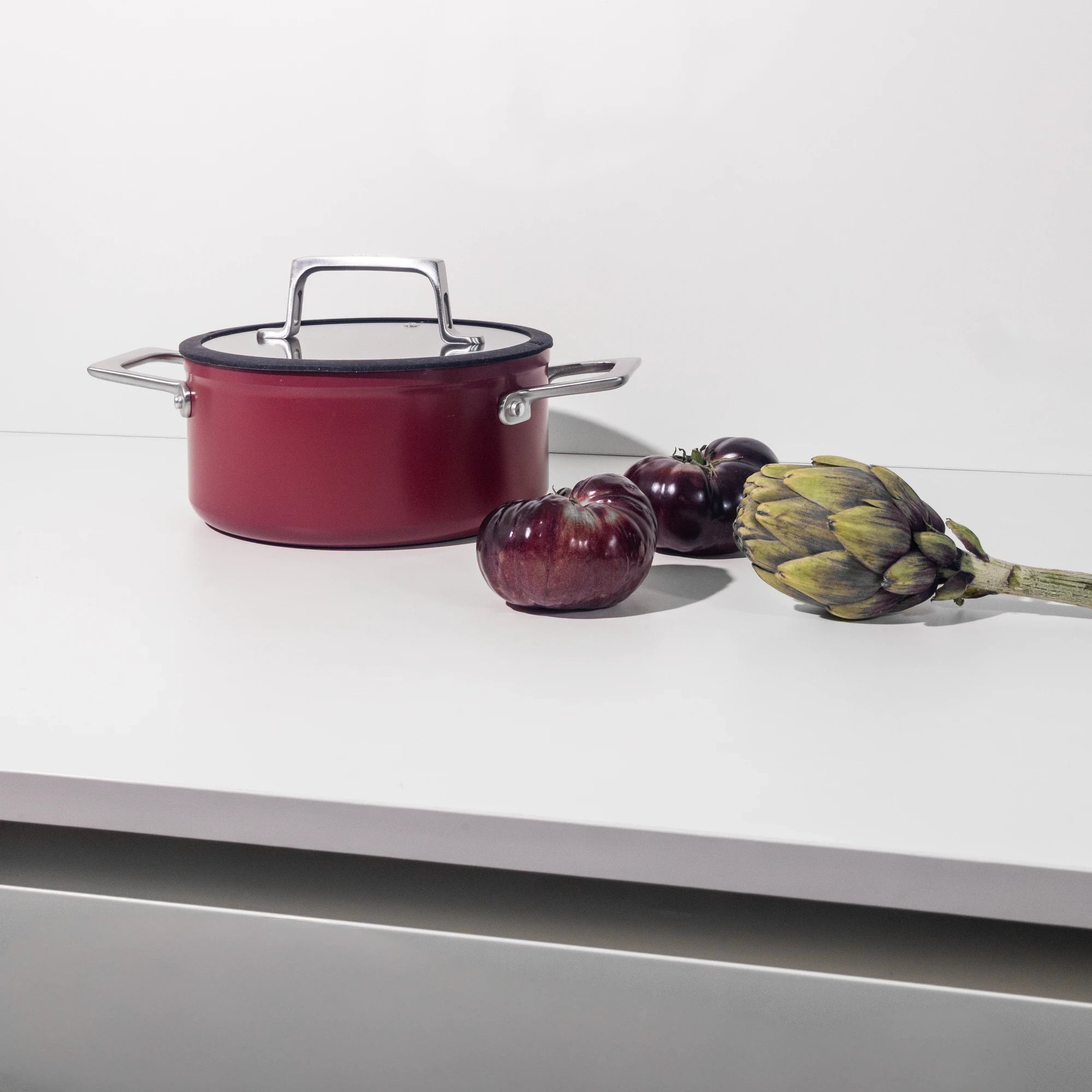 Fazék Meda 4.0, ø 24 cm (5,5 l) - Tapadásmentes fazék kerámia bevonattal fedővel, bordó