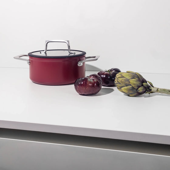 Fazék Meda 4.0, ø 24 cm (5,5 l) - Tapadásmentes fazék kerámia bevonattal fedővel, bordó