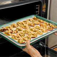 Szögletes pite forma, 38 × 27 cm - Kerámia sütőforma, zöld