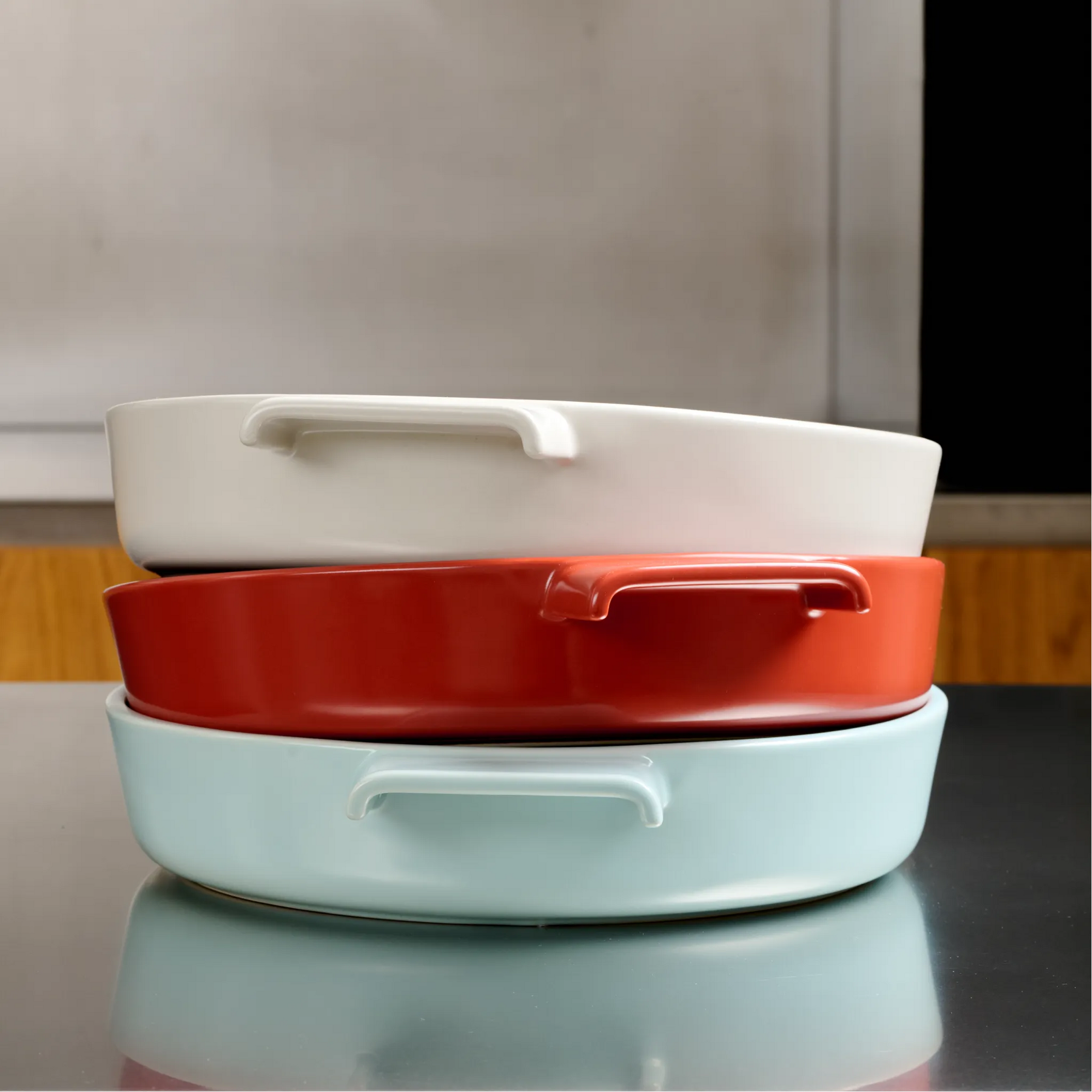 Sütőtál Terra, ø 26 cm - Kerek kerámia sütőtál, világoskék