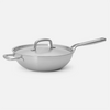 Szegecsmentes WOK serpenyő többrétegű rozsdamentes acélból, fedővel, Ø 30 cm