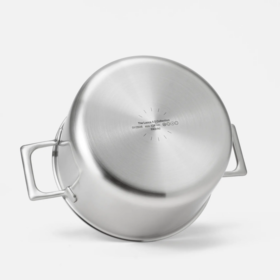 Lábas Lucca 4.0 Pro, ø 24 cm (5,5 l) - Szegecs nélküli lábas többrétegű rozsdamentes acélból, fedővel