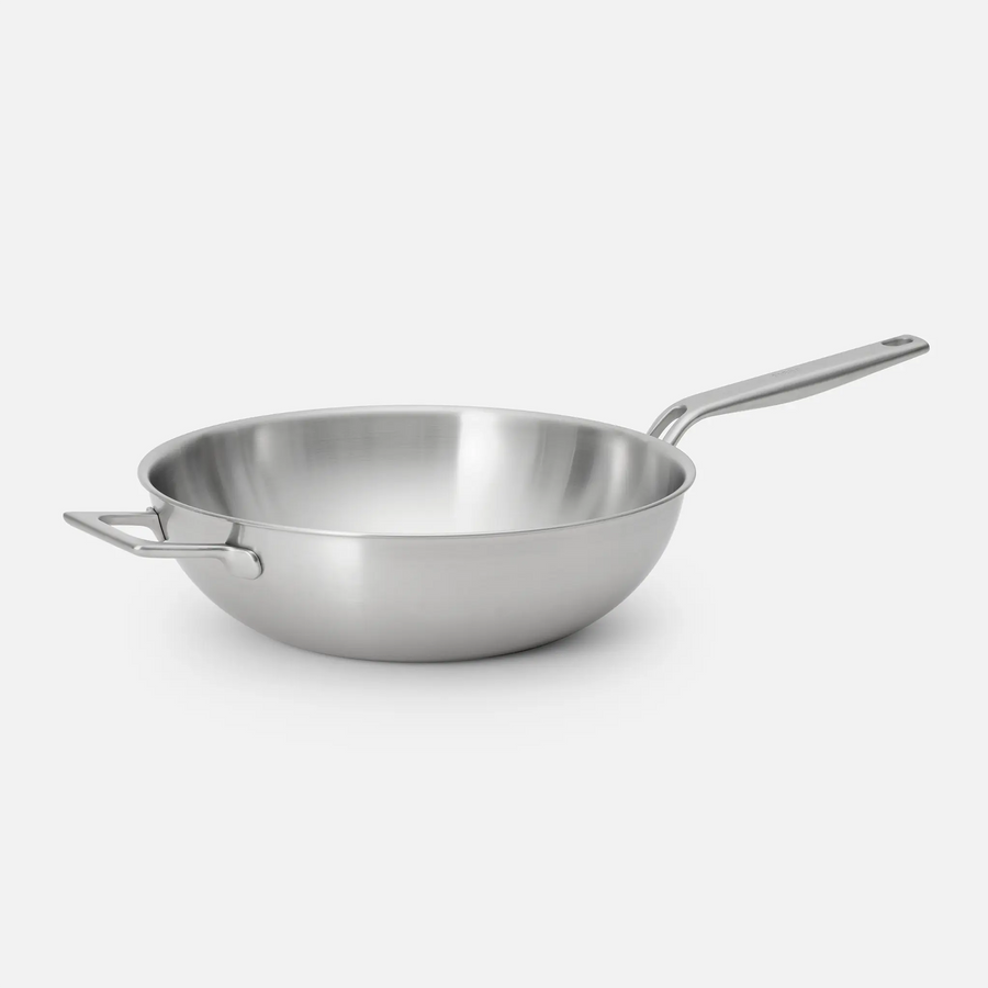 Wok serpenyő Lucca 4.0 Pro, ø 30 cm - Szegecs nélküli, többrétegű rozsdamentes acél wok serpenyő fedővel