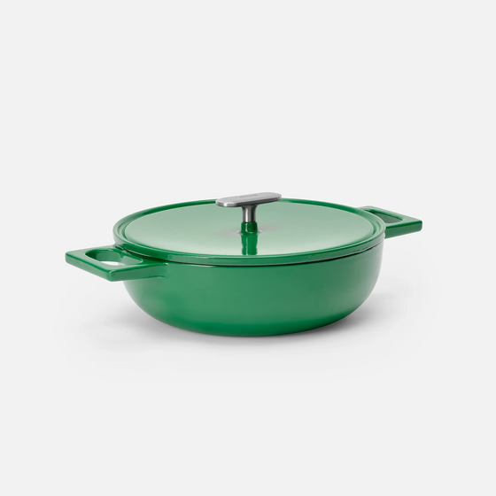 Tegame serpenyő Mattia 3.0, ø 26 cm  - Zománcozott öntöttvas serpenyő fedővel, fényes zöld
