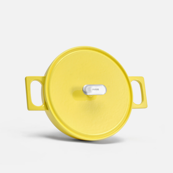 Tegame serpenyő Mattia 3.0, ø 26 cm - Zománcozott öntöttvas serpenyő fedővel, fényes vajsárga színű