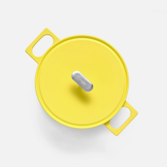 Tegame serpenyő Mattia 3.0, ø 26 cm - Zománcozott öntöttvas serpenyő fedővel, fényes vajsárga színű