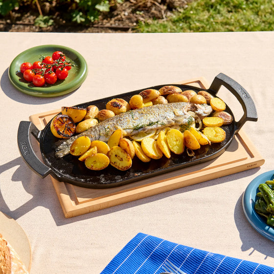 Grillsütő lap Lore - Öntöttvas grillsütő lap, ovális