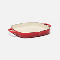 Zománcozott öntöttvas grillserpenyő Ø 28 cm, piros