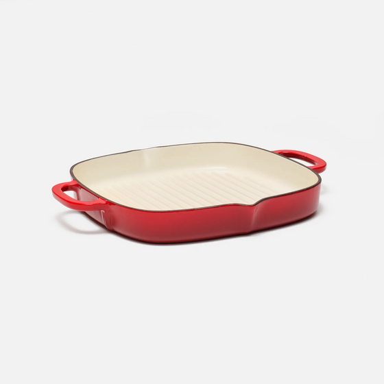 Grillserpenyő Mattia 2.0, ø 28 cm - Zománcozott öntöttvas grillserpenyő fedő nélkül, piros
