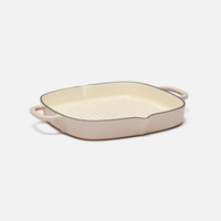 Zománcozott öntöttvas grillserpenyő Ø 28 cm, krémszínű