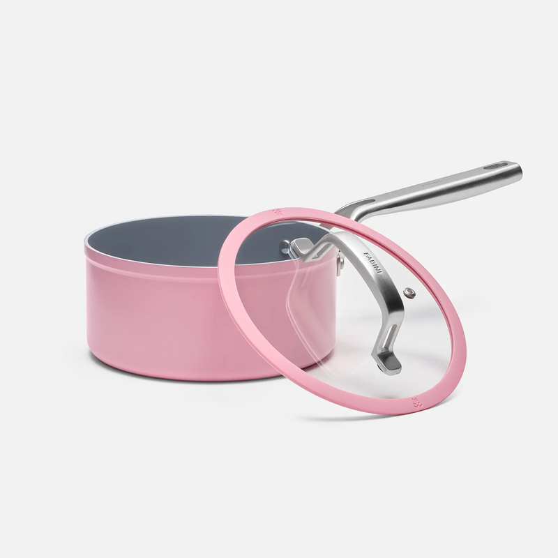 Nyeles lábas Meda 3.0 Pro, ø 20 cm (2,4 l) - Tapadásmentes nyeles lábas kerámia bevonattal, fedővel, rózsaszín