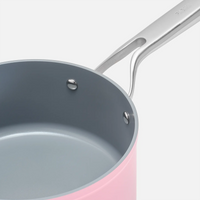 Nyeles lábas Meda 3.0 Pro, ø 20 cm (2,4 l) - Tapadásmentes nyeles lábas kerámia bevonattal, fedővel, rózsaszín