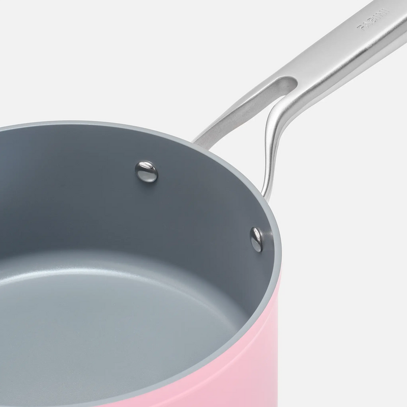 Nyeles lábas Meda 3.0 Pro, ø 20 cm (2,4 l) - Tapadásmentes nyeles lábas kerámia bevonattal, fedővel, rózsaszín