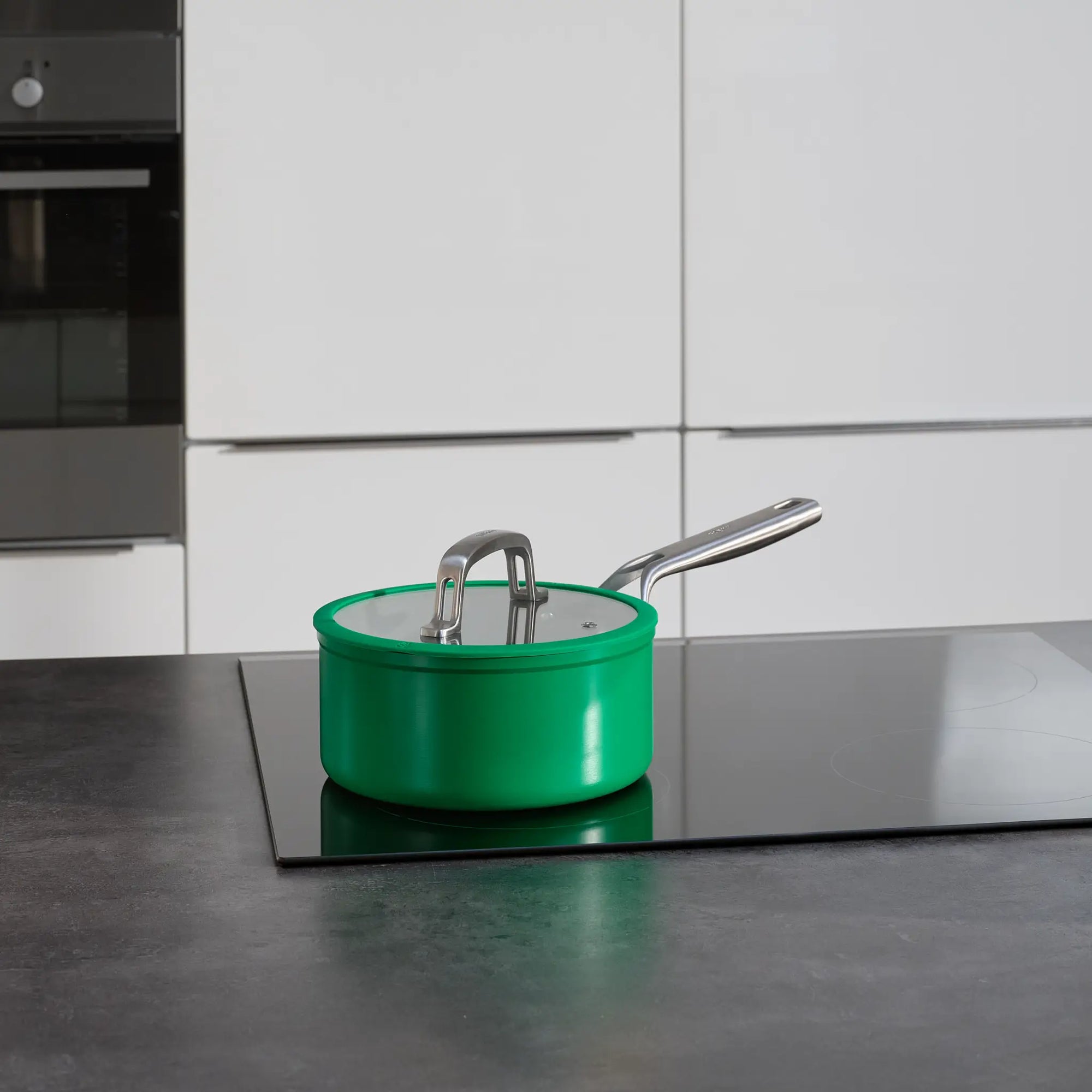Nyeles lábas Meda 3.0 Pro, ø 20 cm (2,4 l) - Tapadásmentes nyeles lábas kerámia bevonattal, fedővel, zöld