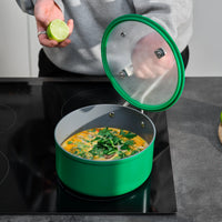 Nyeles lábas Meda 3.0 Pro, ø 20 cm (2,4 l) - Tapadásmentes nyeles lábas kerámia bevonattal, fedővel, zöld