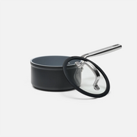 Nyeles lábas Meda 3.0 Pro, ø 16 cm (1,3 l) - Tapadásmentes nyeles lábas kerámia bevonattal, fedővel, fekete