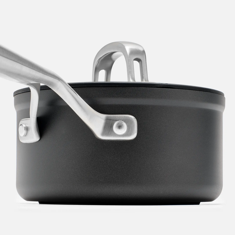 Nyeles lábas Meda 3.0 Pro, ø 16 cm (1,3 l) - Tapadásmentes nyeles lábas kerámia bevonattal, fedővel, fekete