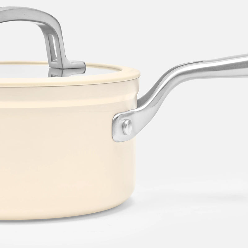 Nyeles lábas Meda 3.0 Pro, ø 16 cm (1,3 l) - Tapadásmentes nyeles lábas kerámia bevonattal, fedővel, krém színű