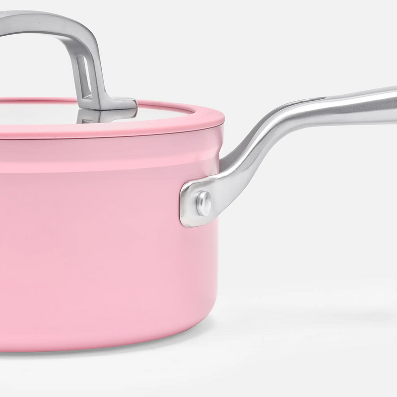 Nyeles lábas Meda 3.0 Pro, ø 16 cm (1,3 l) - Tapadásmentes nyeles lábas kerámia bevonattal, fedővel, rózsaszín