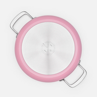 Tálaló tegame serpenyő Meda 3.0 Pro, ø 28 cm - Tapadásmentes Tálaló tegame serpenyő kerámia bevonattal, fedővel, rózsaszín