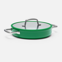 Tálaló tegame serpenyő Meda 3.0 Pro, ø 28 cm - Tapadásmentes tegame serpenyő kerámia bevonattal, fedővel, zöld