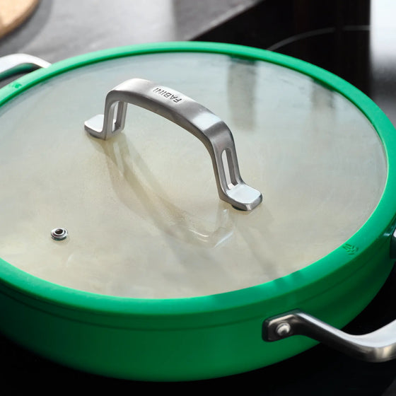 Tegame serpenyő Meda 3.0, ø 28 cm - Tapadásmentes tegame serpenyő kerámia bevonattal, fedővel, zöld