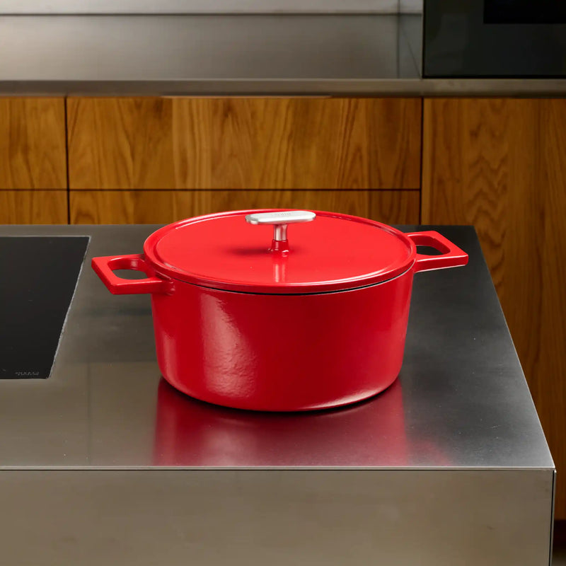 Lábas Mattia 3.0, ø 26 cm (5,5 l) - Zománcozott öntöttvas lábas fedővel, fényes piros