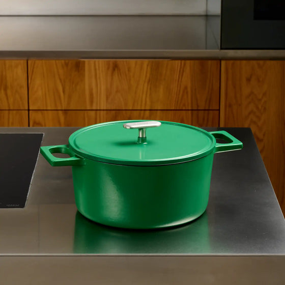Lábas Mattia 3.0, ø 26 cm (5,5 l) - Zománcozott öntöttvas lábas fedővel, matt zöld