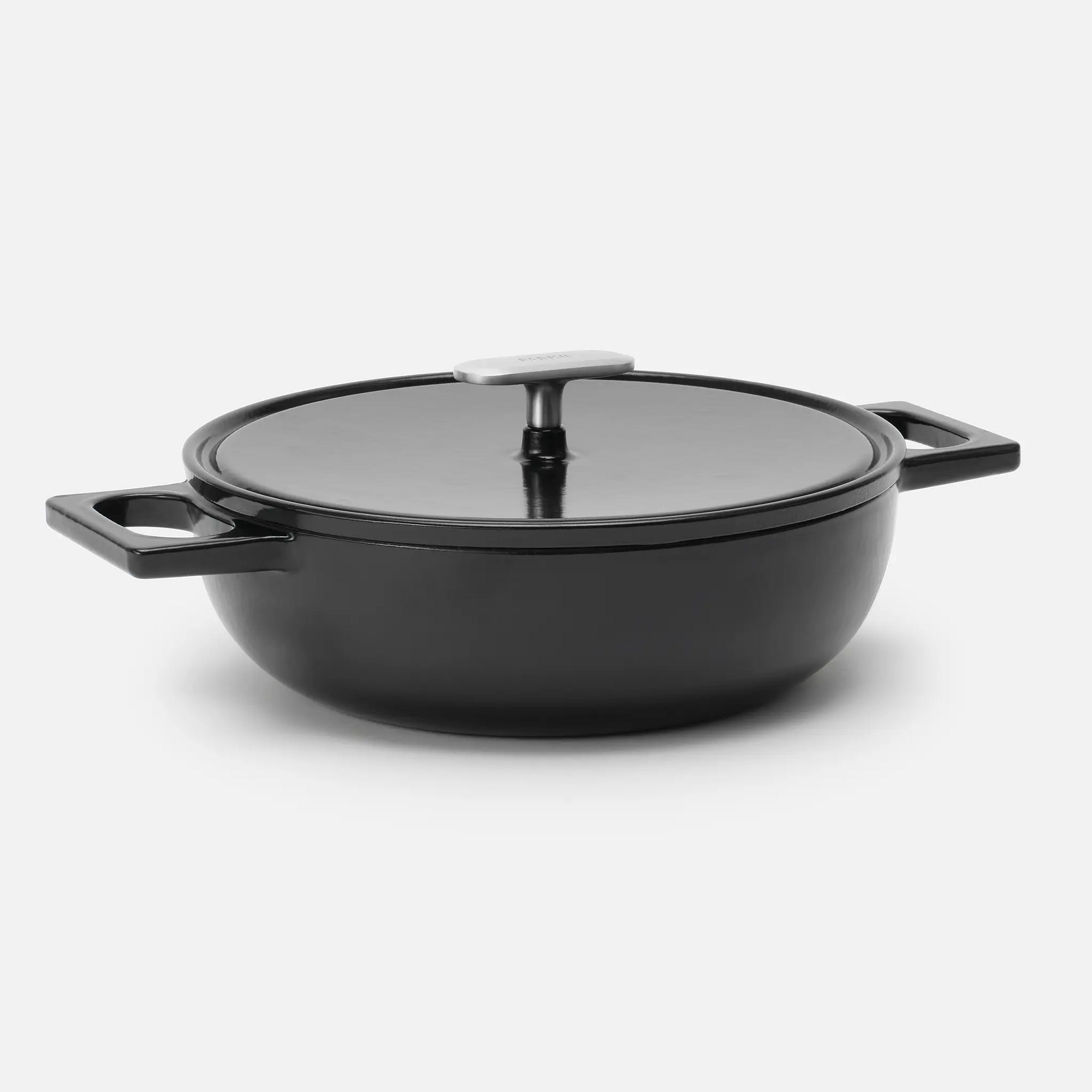 Tegame serpenyő Mattia 3.0 Standard, ø 26 cm - Zománcozott öntöttvas serpenyő fedővel, matt fekete