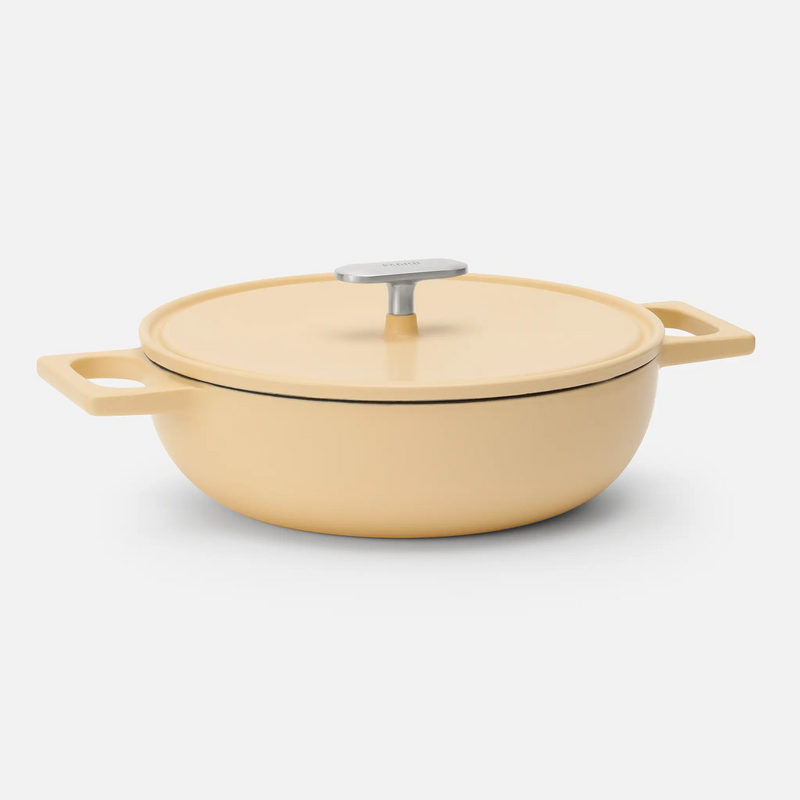 Tegame serpenyő Mattia 3.0 Standard, ø 26 cm - Zománcozott öntöttvas serpenyő fedővel, matt krém színű