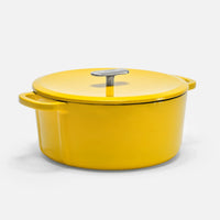 Zománcozott öntöttvas lábas fedővel Ø 26 cm (6 l), sárga