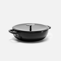 Tegame zománcozott öntöttvas serpenyő fedővel Ø 26 cm (3,5 l), fekete