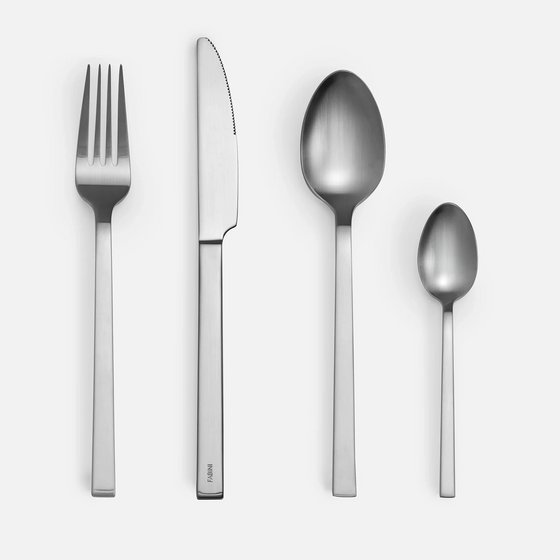 Evőeszköz készlet Cara, 24 db - Szálcsiszolt felületű rozsdamentes acél evőeszközök