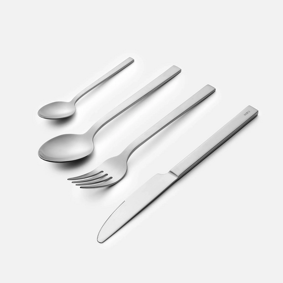 Evőeszköz készlet Cara, 24 db - Szálcsiszolt felületű rozsdamentes acél evőeszközök